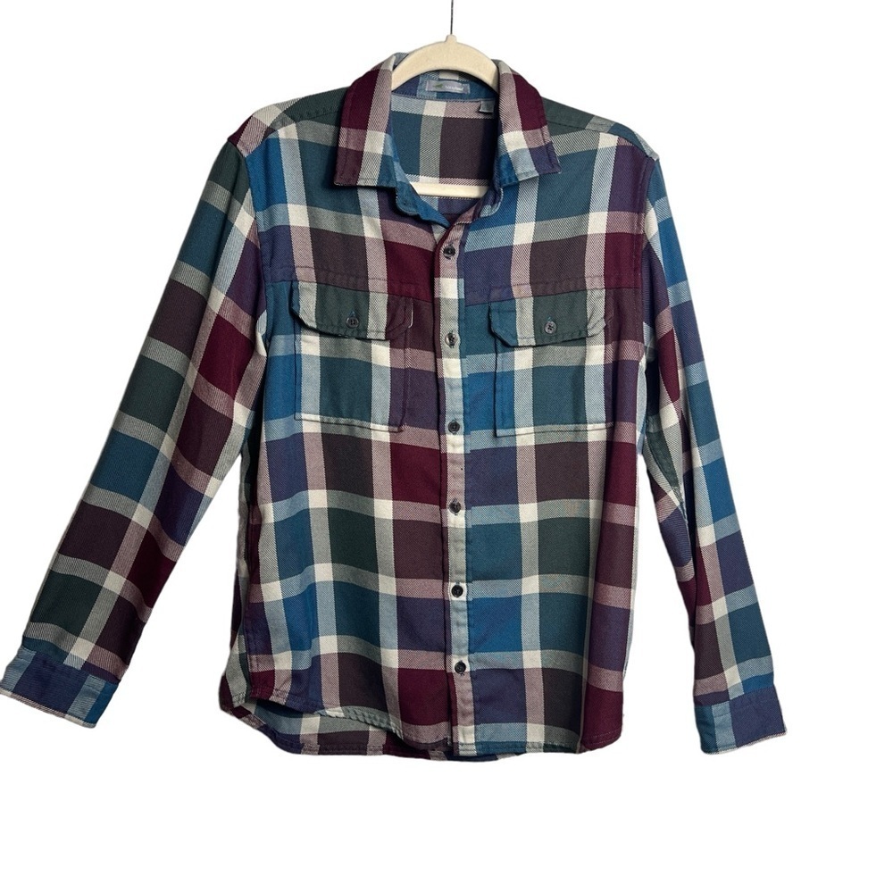 Hornytoad Plaid Button Down Men's Small Long Sleeve Front Pockets Multicolor